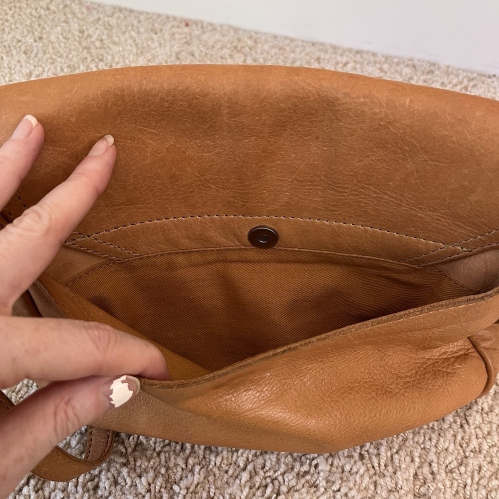 Leather Crossbody Bag Buckle Pockets Soft Utility Boho Heritage Cottagecore - Picture 3 of 11